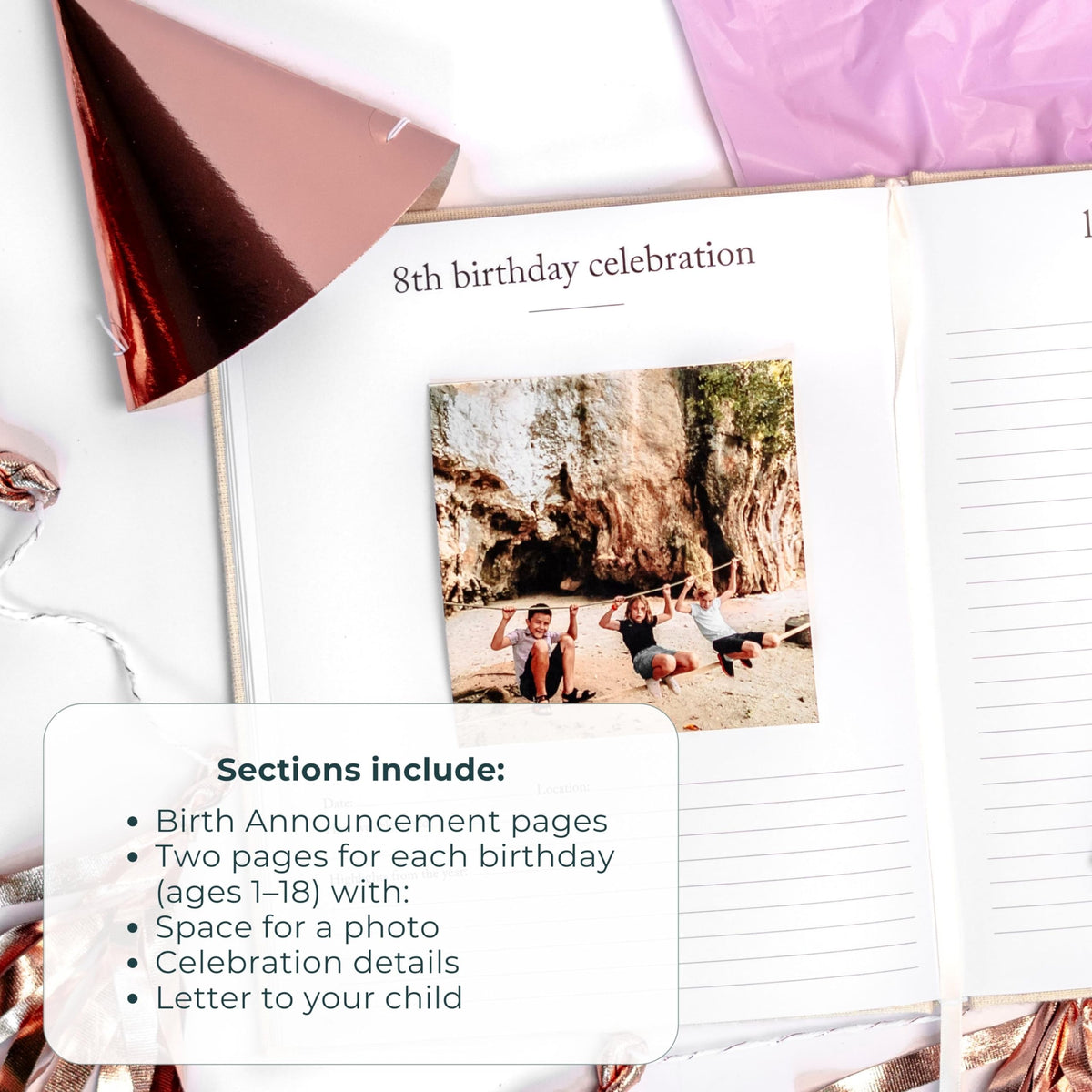 Duncan & Stone Hardcover Birthday Book & Baby Memory Album, 72 Pages
