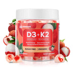 Vitamin D3 K2 Gummies, 5000 IU D3 + 100mcg K2, 90 Count | D3 K2 Supplement with MK-7, Sugar Free Vegan Gummies, Supports Bone Health for Adults, Lychee Flavor