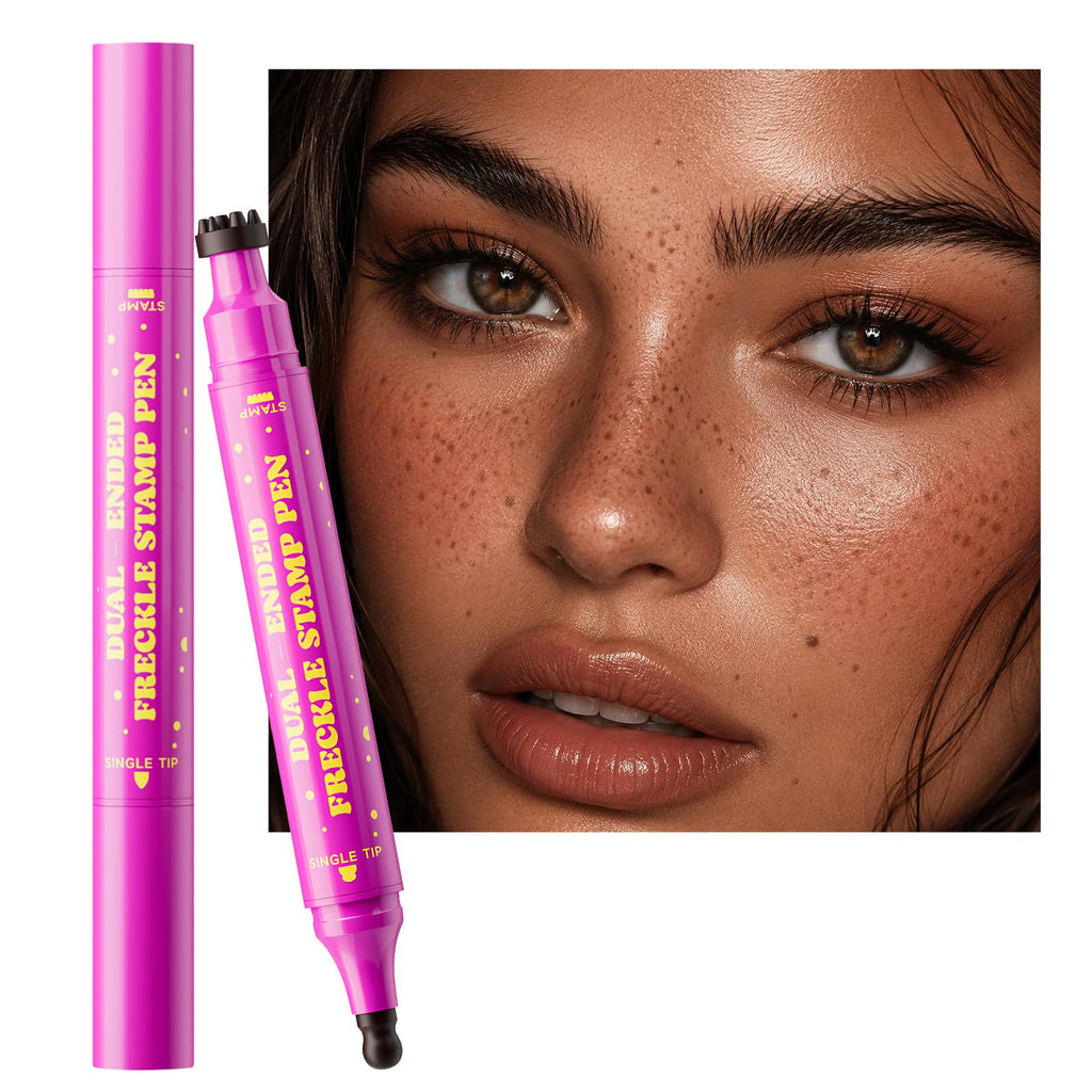 Dual-ended freckle stamp pen with sponge tip for easy application, enhancing your natural beauty effortlessly.