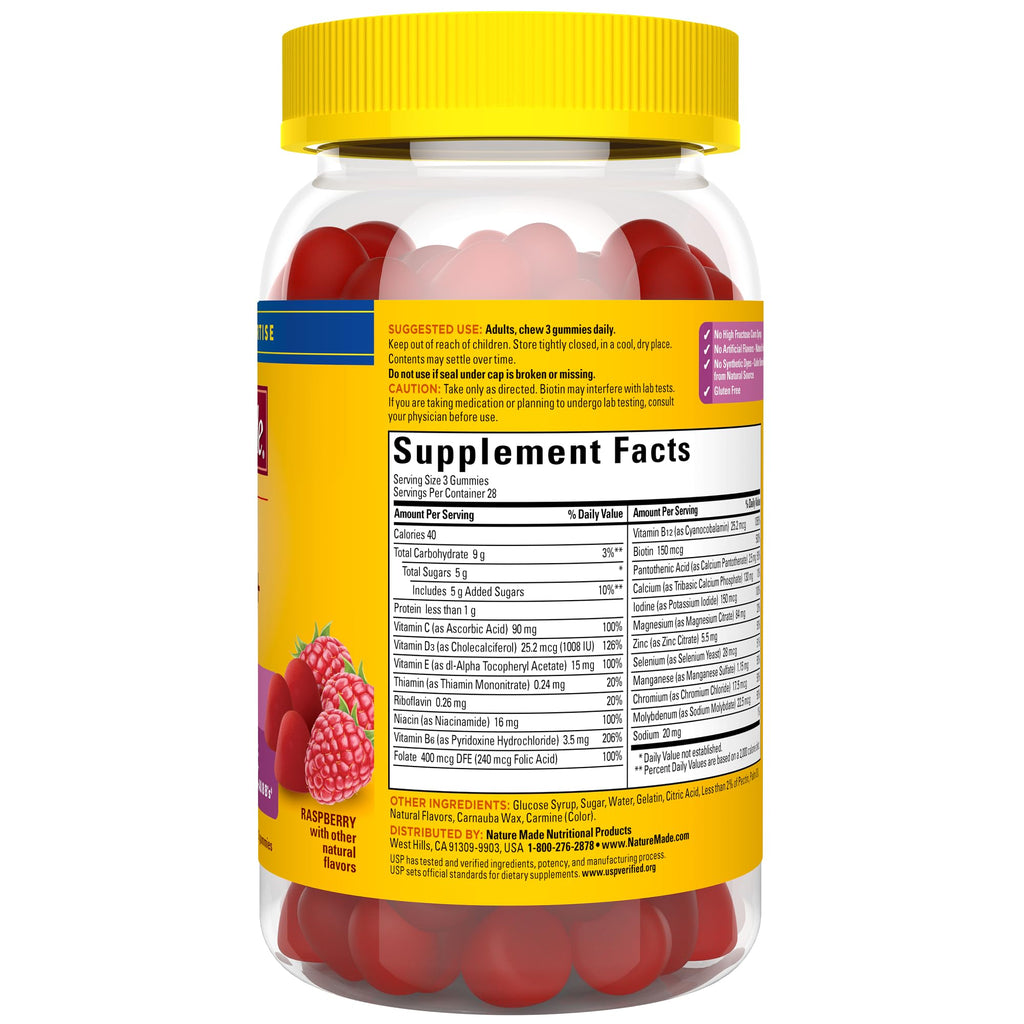 Nature Made Advanced Multivitamin Gummies 50 + for Her, Womens Multivitamins Gummies with Magnesium Citrate, Vitamin D3, Zinc, Calcium and All 8 B Vitamins, 28 Day Supply, 84 Count (Pack of 2)