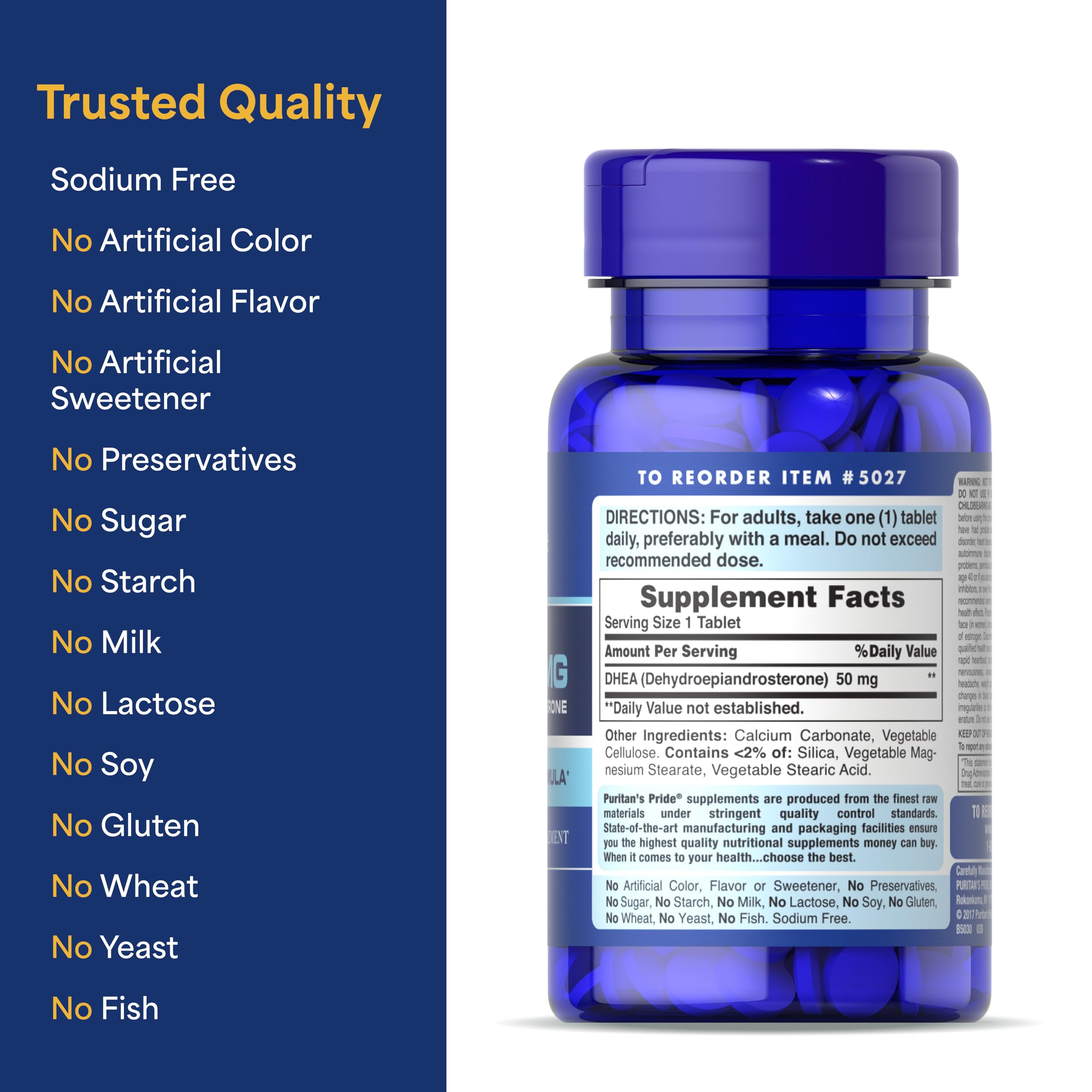 Puritan's Pride Youth Guard™ DHEA for Women and Men 50mg, 100 Tablets