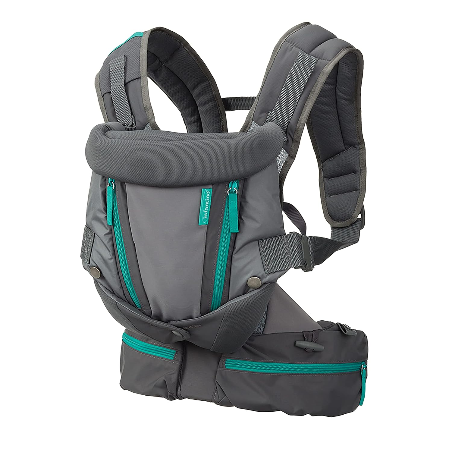 Buy now Infantino Carry On Baby Carrier, Ergonomic Multi-Pocket Baby Carrier for Newborn to Toddler 8-40 lbs with Padded Straps, Lumbar Belt Storage, Registry Essential, Gray at indiglob india