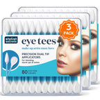 Fran Wilson EYE TEES COTTON TIPS 80 Count (3 PACK) - Precision Makeup Applicator, Double-sided Swabs with Pointed and Rounded Ends for Perfect Blending, Effective Cleaning and Precise Touch-ups