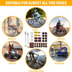 Bike Inner Tire Patch Repair Kit, with 24 PCS Vulcanizing Patches, Portable Storage Box, Metal Rasp and 2 Premium Metal Tire Levers - Also for Road Mountain Bicycle Travel