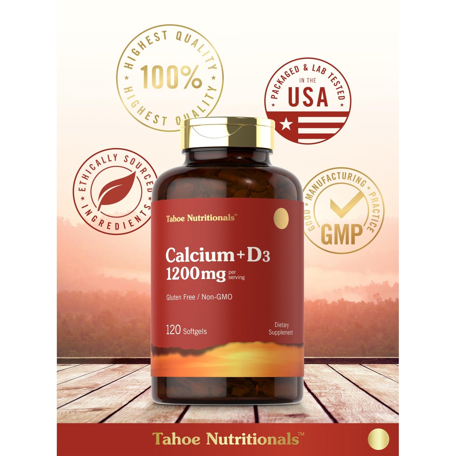 Carlyle Calcium 1200 mg with Vitamin D3 | 120 Softgels | Non-GMO & Gluten Free Supplement for Men and Women | Tahoe Nutritionals