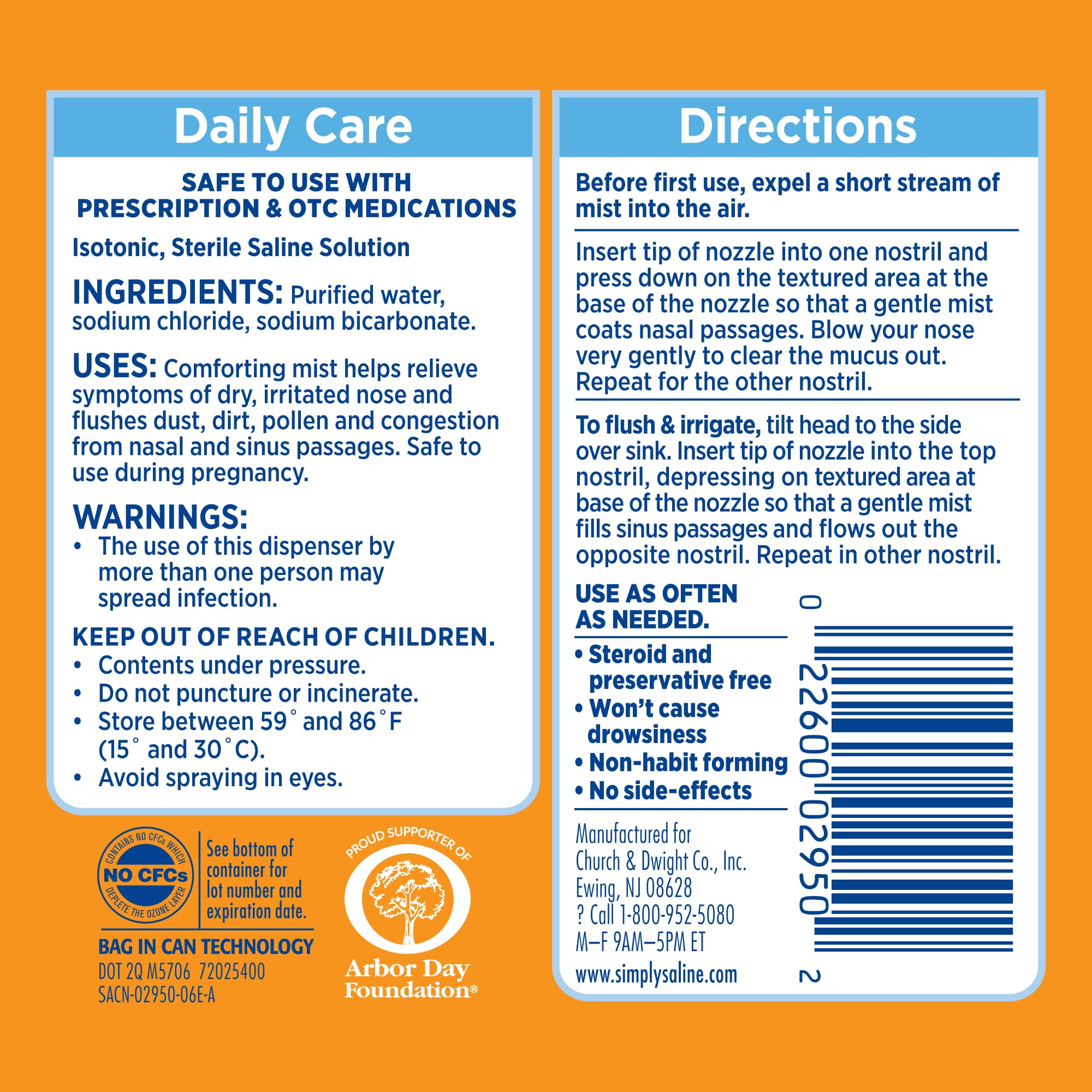 Buy now ARM & HAMMER Simply Saline Daily Care Nasal Mist, Drug-Free Non-Drowsy Saline Spray for Instant Nasal Congestion and Allergy Relief, Use as Often as Needed, Suitable to Use if Pregnant, 1.6 oz at indiglob india