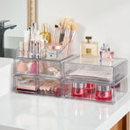 Vtopmart 5 Tier Clear Makeup Organizer with 6 Drawers | Smart Storage Layout, Clear for Better Visibility, Stackable, Large Capacity, for Makeup Lipstick Brush Skincare