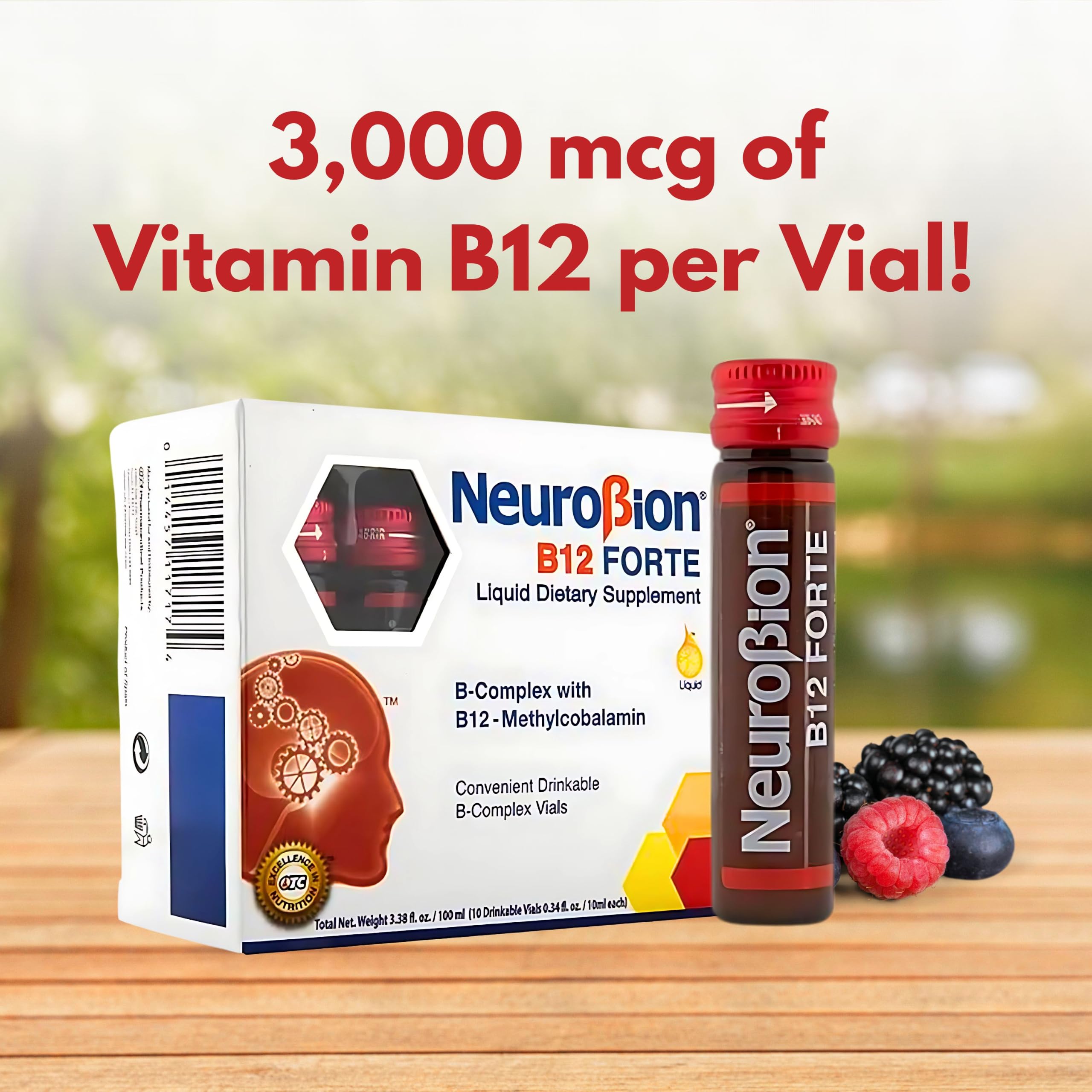 Neurobion Forte Vitamin B12 Methylcobalamin B6 B2 Niacin Liquid Shots Daily Energy & Nervous System Support Complex Easy Oral Drinkable10 Vials | High potency liquid supports daily energy and nerve function; open and drink, no pills