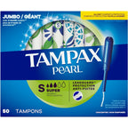 Buy now Tampax Pearl Tampons for Women, with LeakGuard Braid, Super Absorbency, Unscented, 50 Count at indiglob india