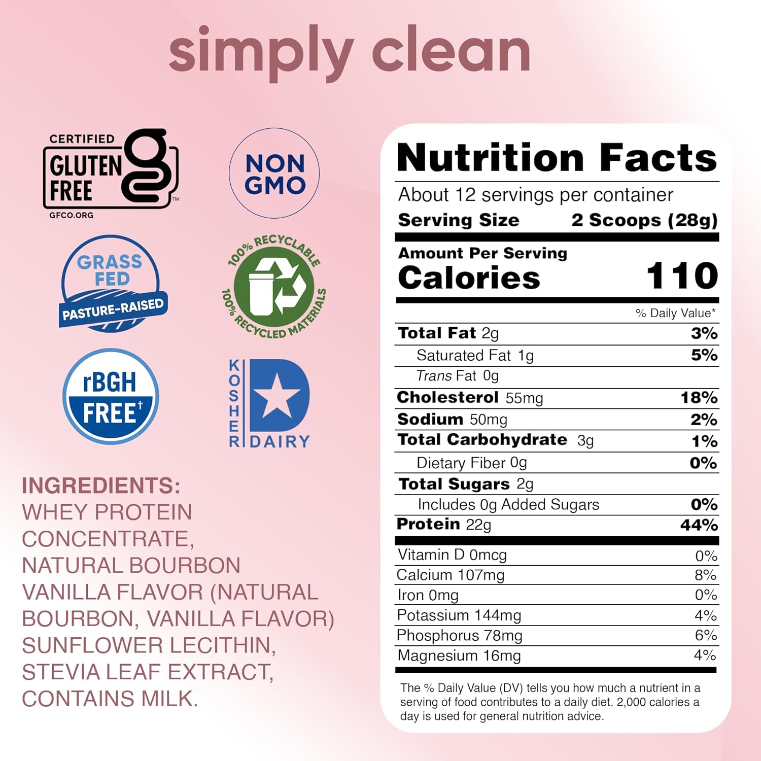 Buy now simply tera's Pure Whey Protein Powder - Grass Fed Vanilla Whey Protein Powder, Clean, Made Without Artificial Sweeteners, Non-GMO, Kosher, rBGH-Free, Soy-Free - 12 Oz at indiglob india