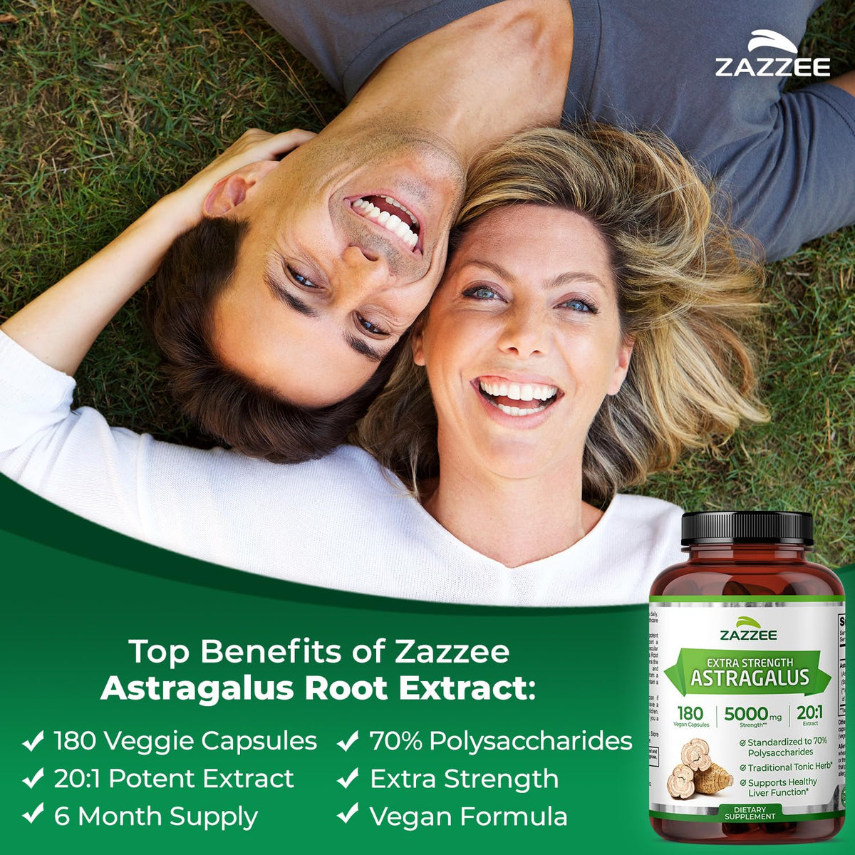 Zazzee Extra Strength Astragalus Root 20:1 Extract, 70% Polysaccharides