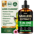 Mullein Drops for Lungs, Lung Detox for Smokers,Alcohol Free - 120 Servings | Mullein Leaf Extract with Echinacea,Elderberry,Marshmallow Root for Respiratory,Immune & Lymphatic Drainage - Sugar Free