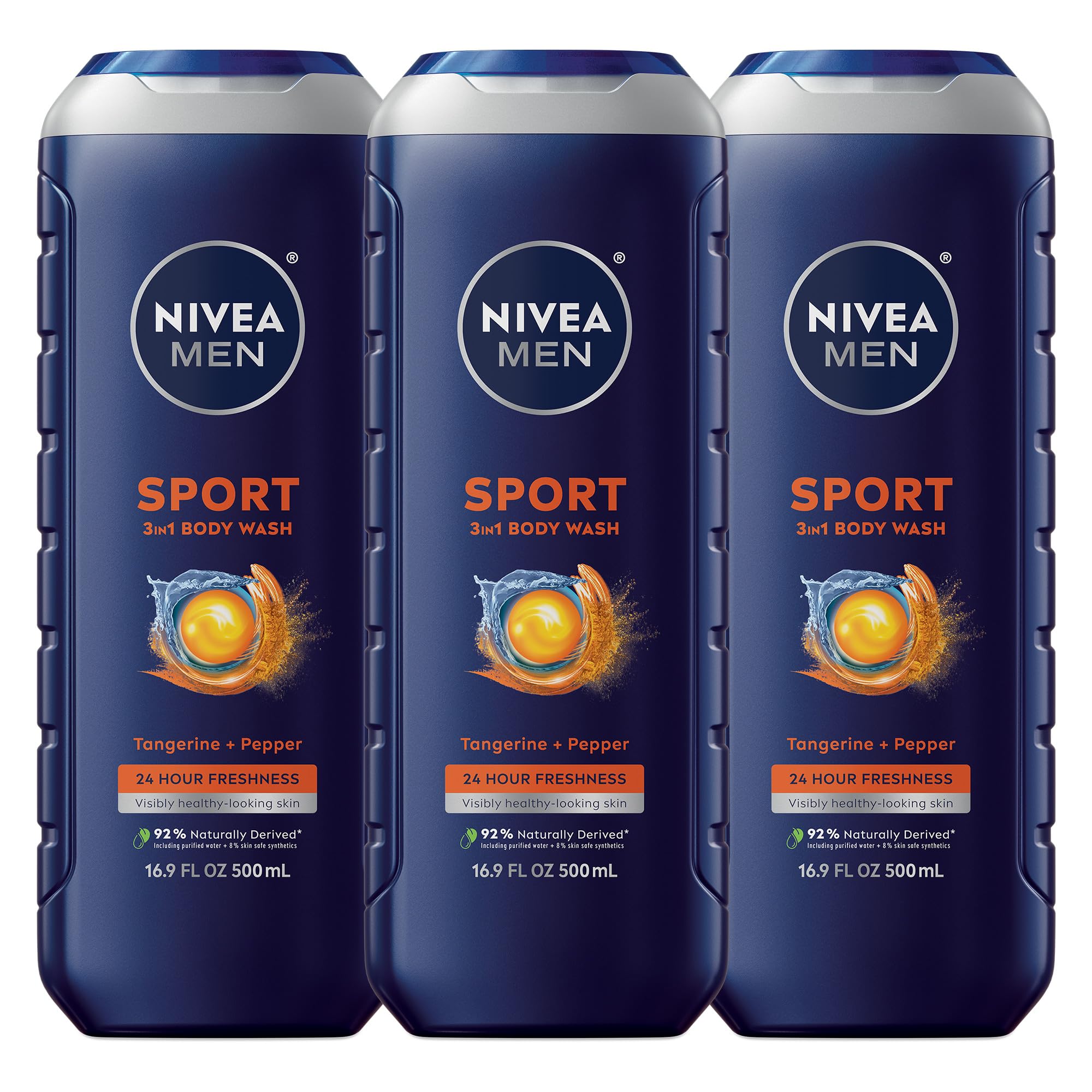 Buy now NIVEA MEN Cool Body Wash, Icy Menthol and Yuzu Scent, 3-in-1 Men's Body Wash, Face and Hair, Paraben Free, pH-Skin Friendly, 16.9 Fl Oz Bottle, Pack of 3 at indiglob india