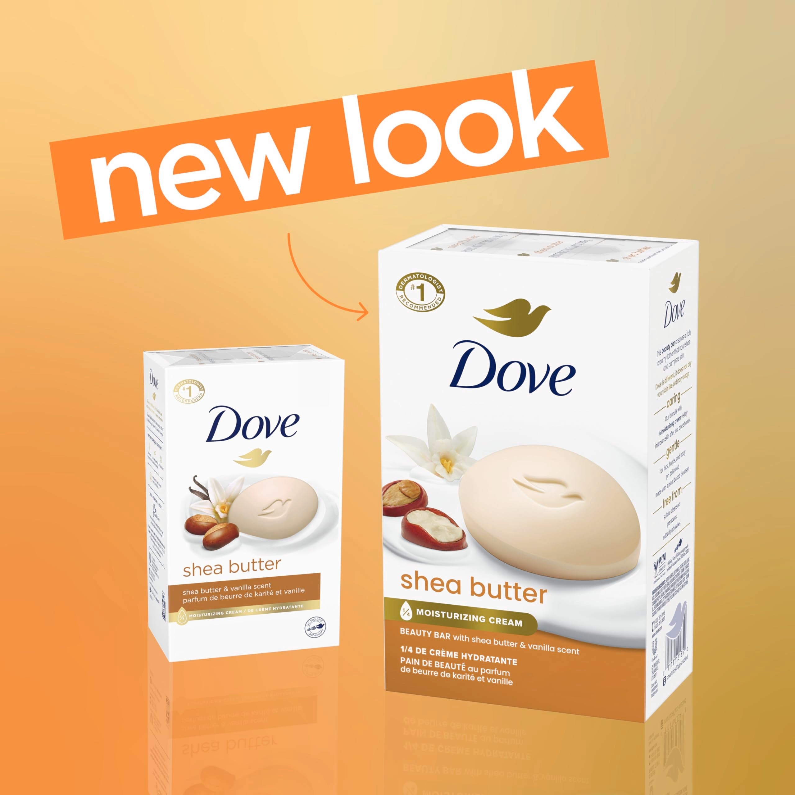 Buy now Dove Beauty Bar Soap Shea Butter, 8 Bars for Nourished, Radiant Skin, Enriches Skin 3.75 oz at indiglob india