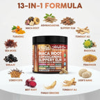 Clean Nutra Organic Maca Root Capsules for Women + Ashwagandha Slippery Elm Tongkat Ali Rhodiola Rosea Fenugreek Beet Root Sea Moss Ginseng Black Yellow Red Maca Powder Supplement 90 Pills