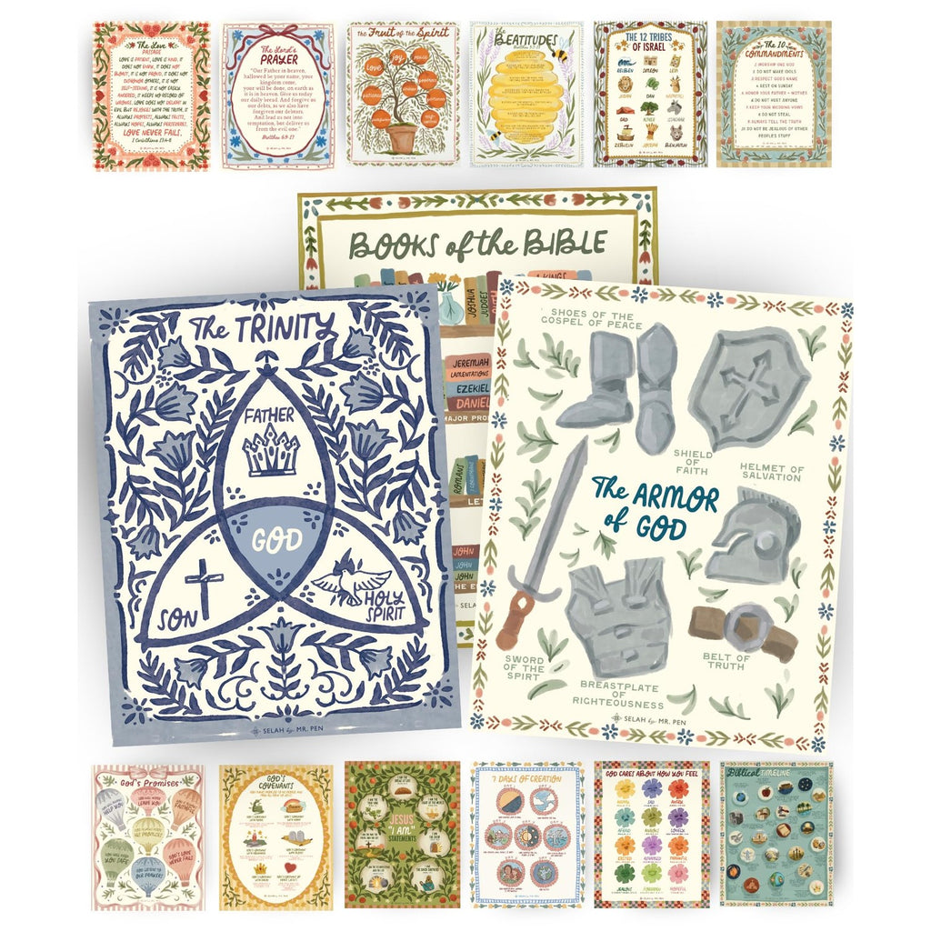Mr. Pen- Bible Posters, 15pc, Hand Drawn, 14x11 inch, Laminated