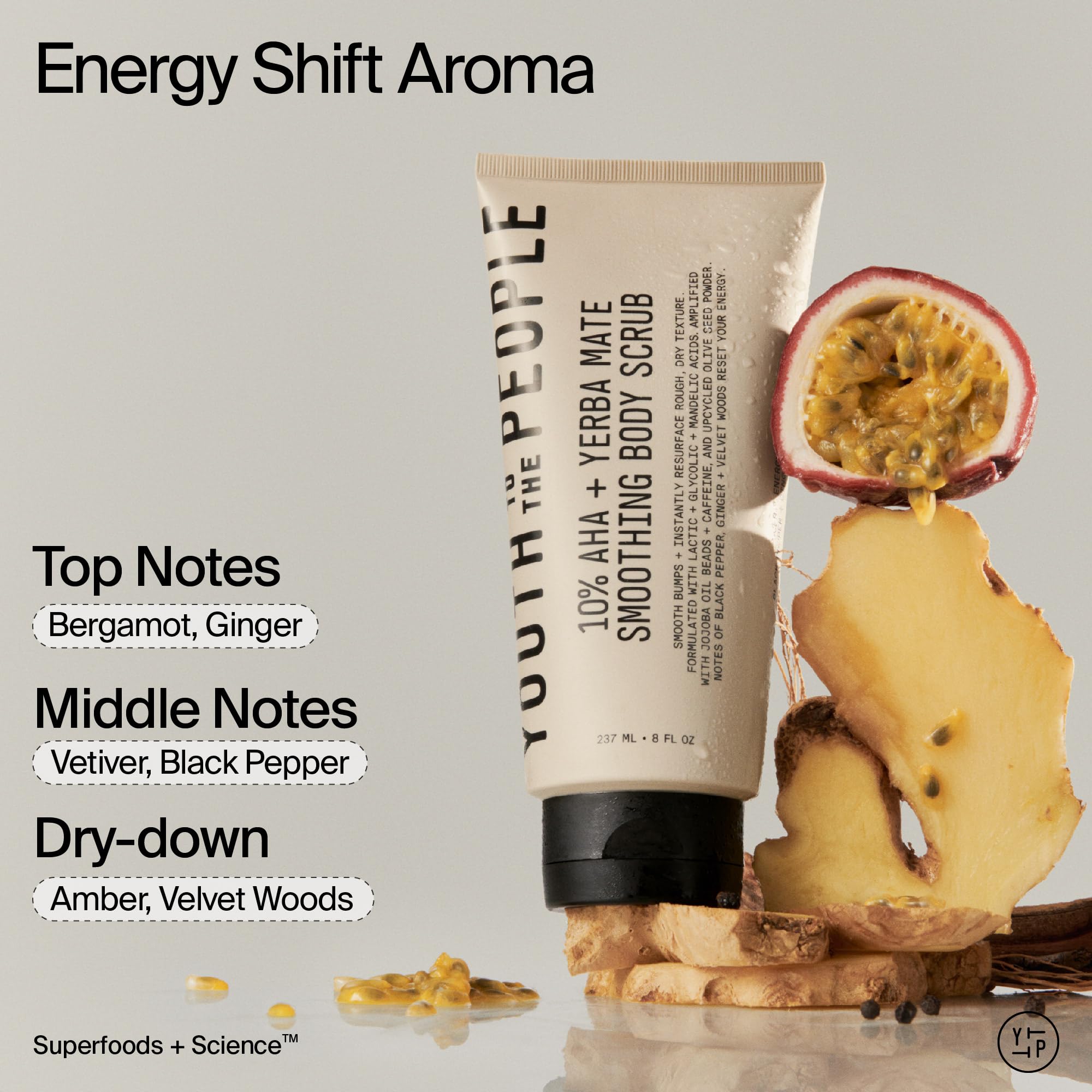 Buy now Youth To The People 10% AHA + Yerba Mate Smoothing Energy Body Scrub (8 fl oz), Exfoliates Rough Texture + Dry Skin, Suitable for Sensitive + Keratosis Pilaris Skin, Vegan at indiglob india