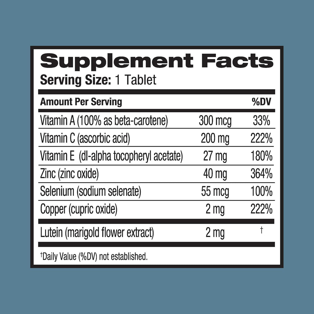 Buy now Ocuvite Eye Vitamin & Mineral Supplement, Lutein & Antioxidant Vitamins A, C & E, Zinc for Eye Health & Support, Vitamins for Eyes, 60 Tablets at indiglob india