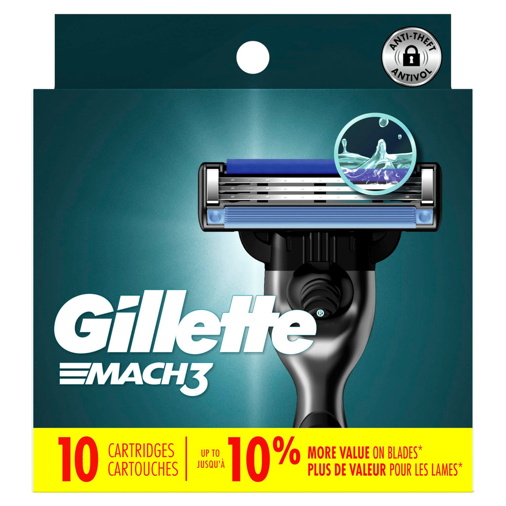 Gillette Mach3 Razor Refills for Men, 10 Razor Blade Refills