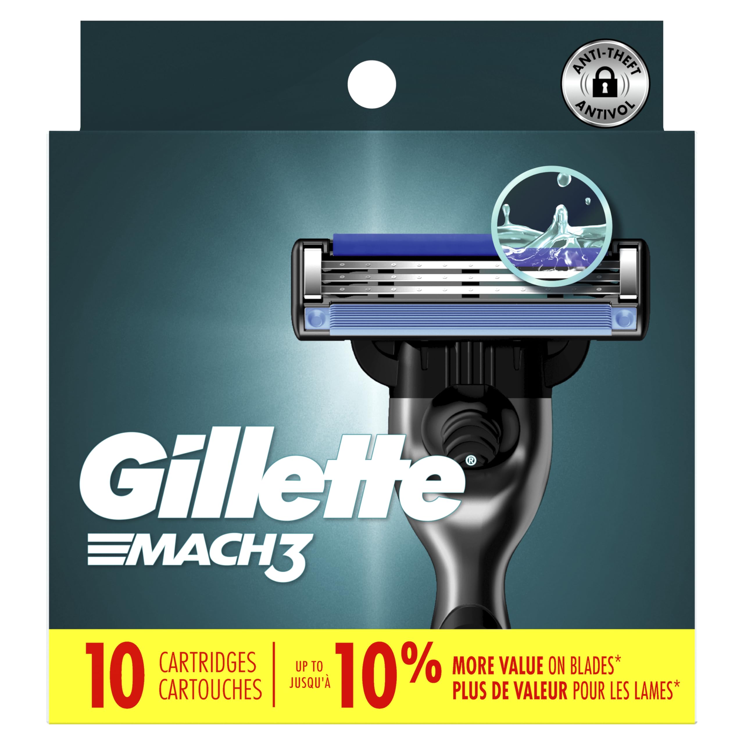 Gillette Mach3 Razor Refills for Men, 10 Razor Blade Refills