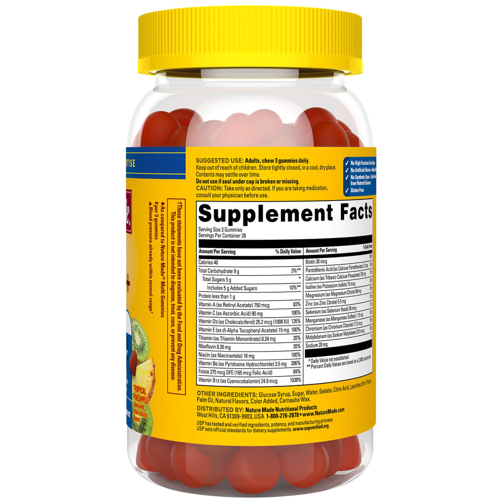 Nature Made Advanced Multivitamin Gummies 50+ for Men, 84 Multi Vitamins | Mens Multivitamins Gummies with Magnesium Citrate, Vitamin D3, Zinc, All 8 B Vitamins, 28 Day Supply