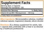 Bronson Vitamin K2 as MK-7 Menaquinone 100 mcg Non-GMO, 120 Capsules