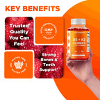 Vitamatic Vitamin D3 + K2 Gummies 60 Count | D-3 5000 IU + Vitamin K 140mcg for Bone Heart & Immune Support, Pectin-Based, Non-GMO, Gluten-Free