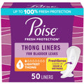 Poise Daily Thong Liners, Incontinence Panty Liners, 1 Drop, 50 ct