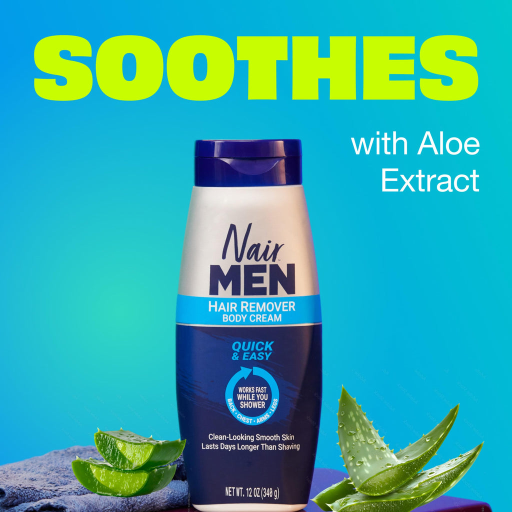 Nair Men Hair Remover Body Cream, 12 Oz | Quick & Easy Body Hair Removal, Use for Chest, Back, Arms & Legs, Removes Stubborn Short Hairs, Dermatologist-Tested