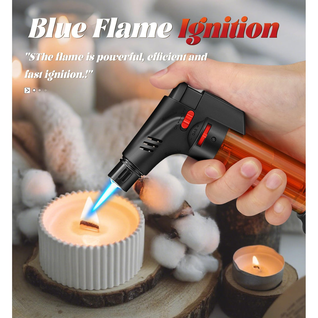 Samniu 4 Pack of Torch Lighter, Jet Flame, Butane gas, Mini Refillable Windproof Lighters, for candle, fireplace, grill (Gas not Included)