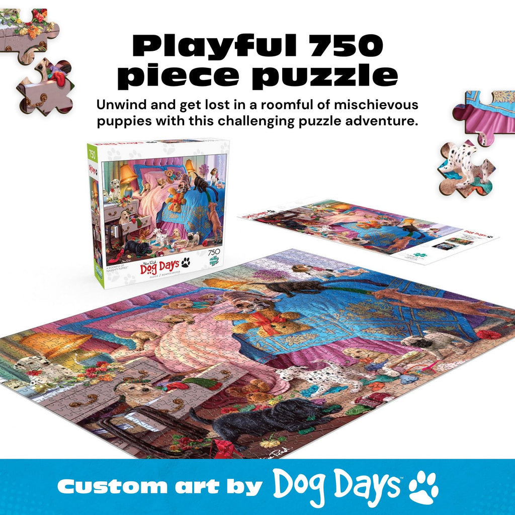 Buy now Buffalo Games - A Roomful of Naughty Puppies - Steve Read - 750 Piece Jigsaw Puzzle for Adults - Dog Lovers - Cute Puppy Puzzle with Bonus Poster - Finished Size 24.00 x 18.00 - Made in USA at indiglob india