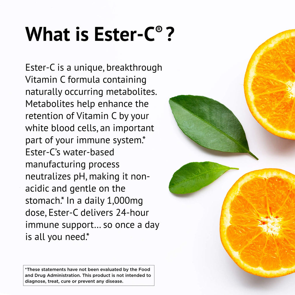 Ester-C American Health with Citrus Bioflavonoids Capsules - 24-Hour Immune Support, Gentle On Stomach, Non-Acidic Vitamin C - Non-GMO, Gluten-Free - 1000 mg, 90 Count
