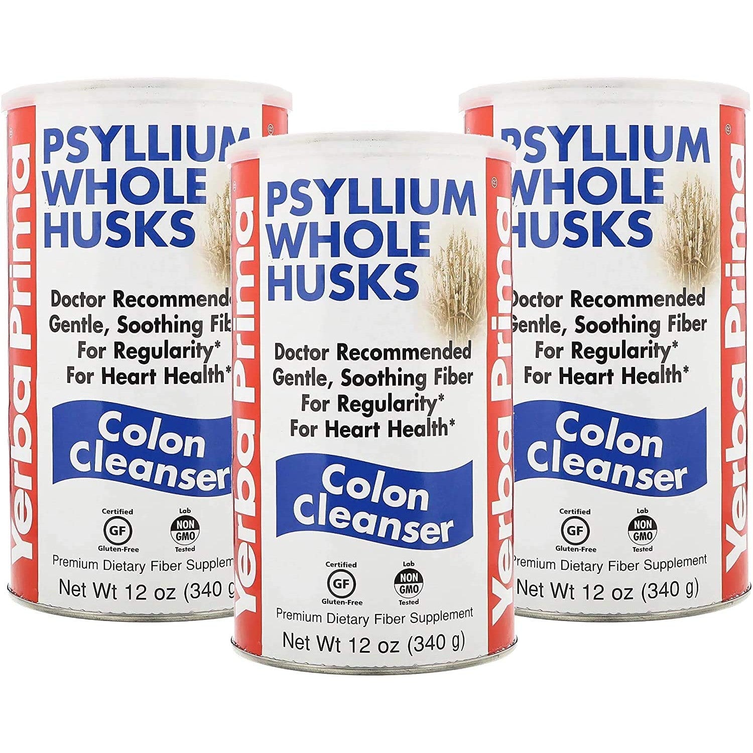 Yerba Prima Psyllium Whole Husks, Colon Cleanser 12 oz (Pack of 2) - All Natural Dietary Fiber, Pure Premium Psyllium, Lab-Tested Non-GMO, Gluten-Free Fiber