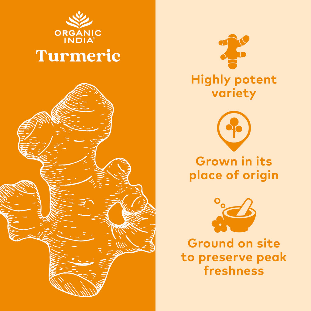 ORGANIC INDIA Turmeric Curcumin with Black Pepper - Organic Turmeric Supplement and Curcumin Supplement, Turmeric Capsules, Joint Support & Immune System Support, Whole Root, Trikatu - 180 Capsules