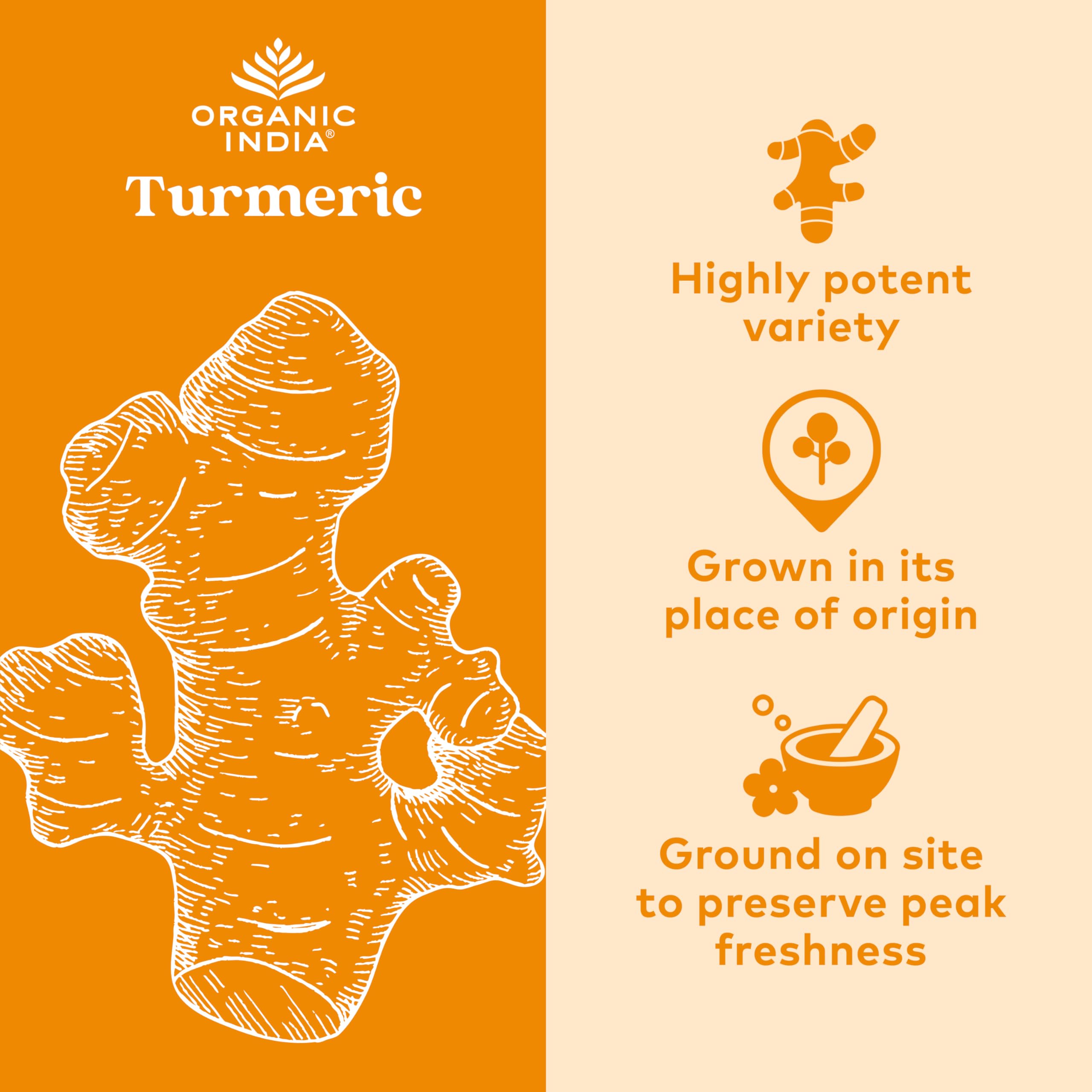 ORGANIC INDIA Turmeric Curcumin with Black Pepper - Organic Turmeric Supplement and Curcumin Supplement, Turmeric Capsules, Joint Support & Immune System Support, Whole Root, Trikatu - 180 Capsules