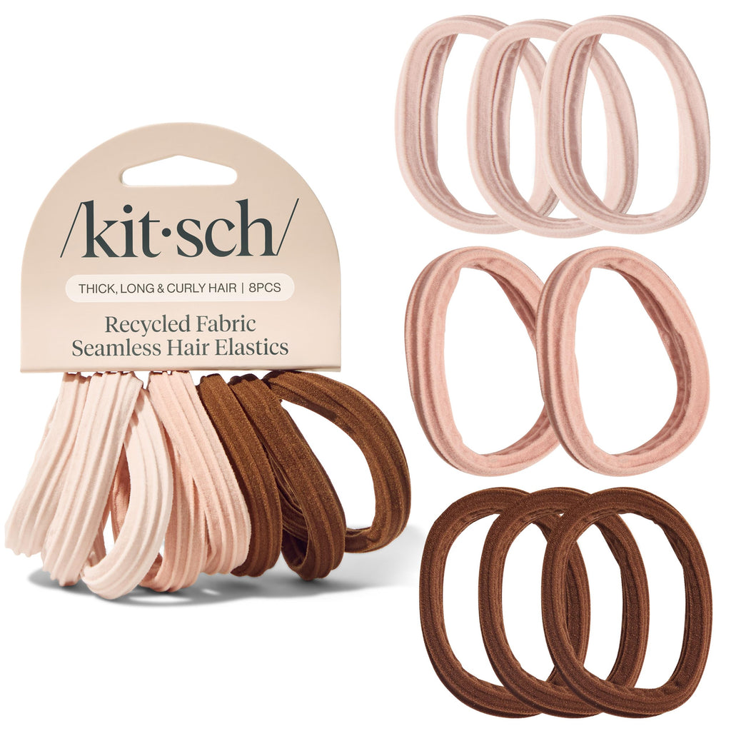 Buy now Kitsch Black Hair Ties No Damage - Strong, Stretchy Hair Bands | Soft Nylon Ponytail Holders, Snag-Free Rubber Bands, Perfect for Updos & Braids | Ideal Gifts for Women - Black, 6pcs at indiglob india