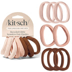 Buy now Kitsch Black Hair Ties No Damage - Strong, Stretchy Hair Bands | Soft Nylon Ponytail Holders, Snag-Free Rubber Bands, Perfect for Updos & Braids | Ideal Gifts for Women - Black, 6pcs at indiglob india