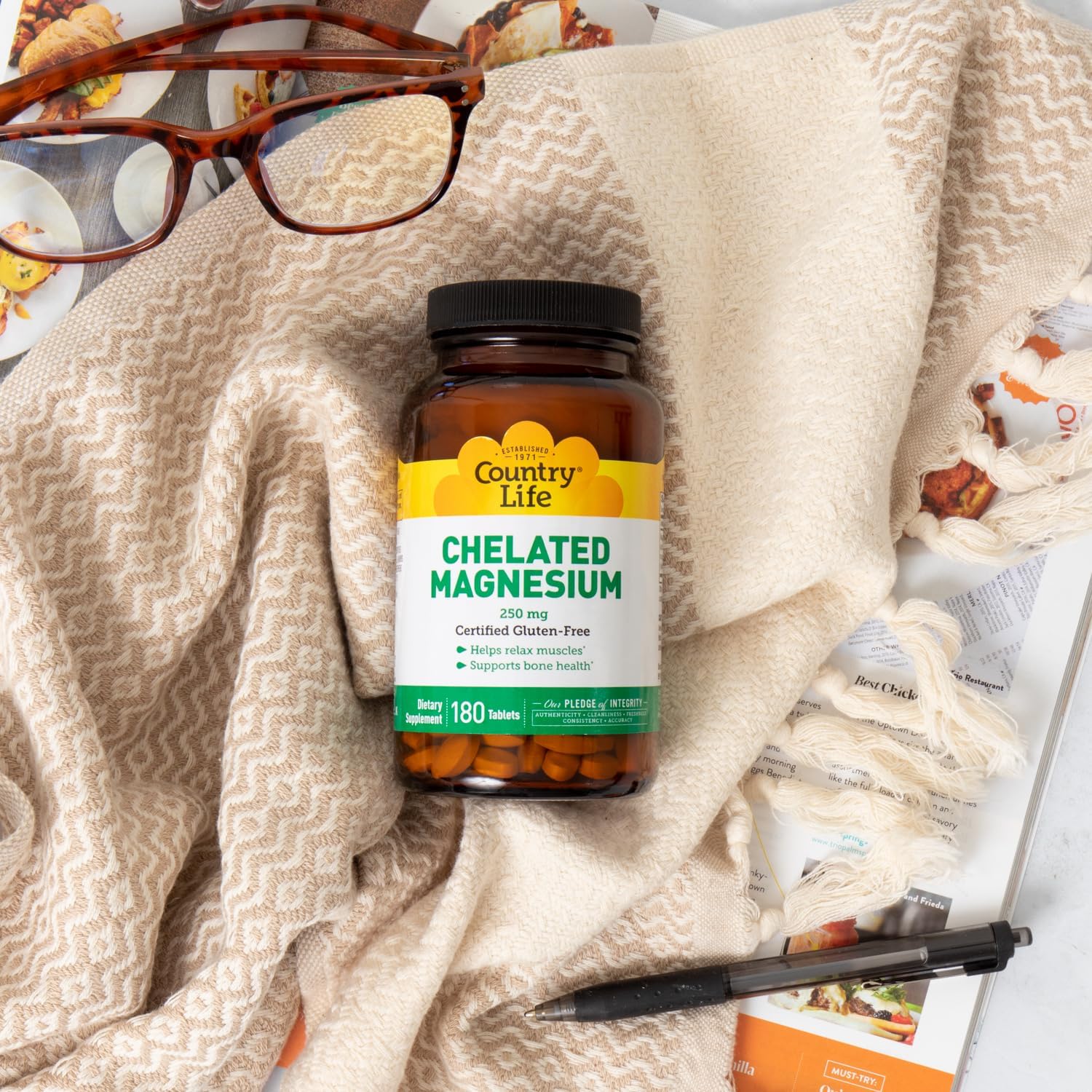 Buy now Country Life Chelated Magnesium 250mg - Supports Heart, Bone & Muscle Health, Vegan-Friendly Magnesium Supplement with Magnesium Oxide and Amino Acid Chelate, Gluten-Free at indiglob india