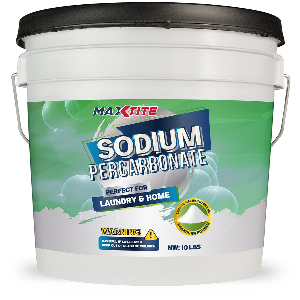 MAXTITE Sodium Percarbonate (10 lbs) - 100% Pure - Solid Hydrogen Peroxide/Oxygen Bleach - Multi-Use Cleaner for Home & Laundry - HDPE container w/Resealable Child Resistant Cap