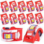 Keebor 12 Rolls Packaging Tape with Dispenser, Heavy Duty, Clear