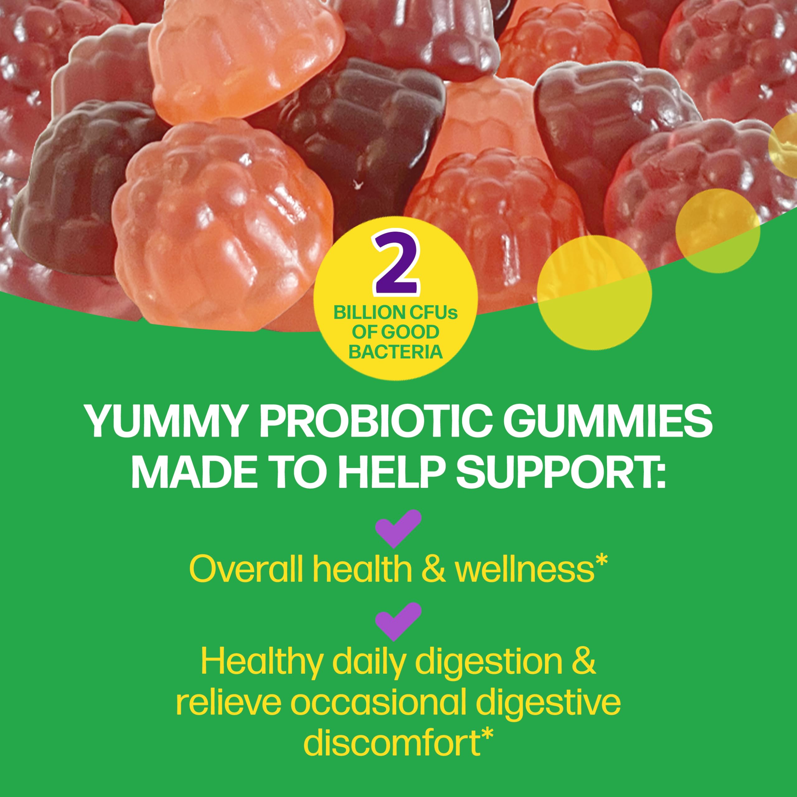 Daily Probiotic Gummies for Women & Men, Berry Flavor, 52 Count, Naturally-Sourced Daily Probiotic + Prebiotic