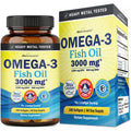Triple Strength Omega 3 Fish Oil 3000mg for Women and Men, 180 Softgels | High Potency Omega 3 Supplement, Burpless Lemon Flavor Fish Oil - 2250mg Essential Fatty Acids with DHA & EPA, Wild Caught