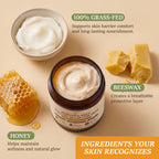Grass-Fed Beef Tallow for Skin, Whipped Tallow and Honey Balm, 4.4 oz