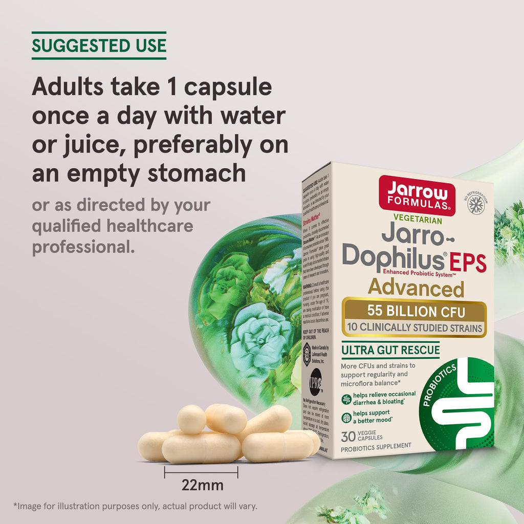 Jarrow Jarro-Dophilus EPS Advanced Probiotic, Digestive Support,30 Capsules
