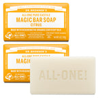 Dr. Bronner's Pure-Castile Magic Soap Bar (Citrus, 5 oz, 6-Pack)- Bath Soap with Regenerative Organic Certified Oils - For Face, Body & Hair - Gentle, Vegan - Bars for Men & Women