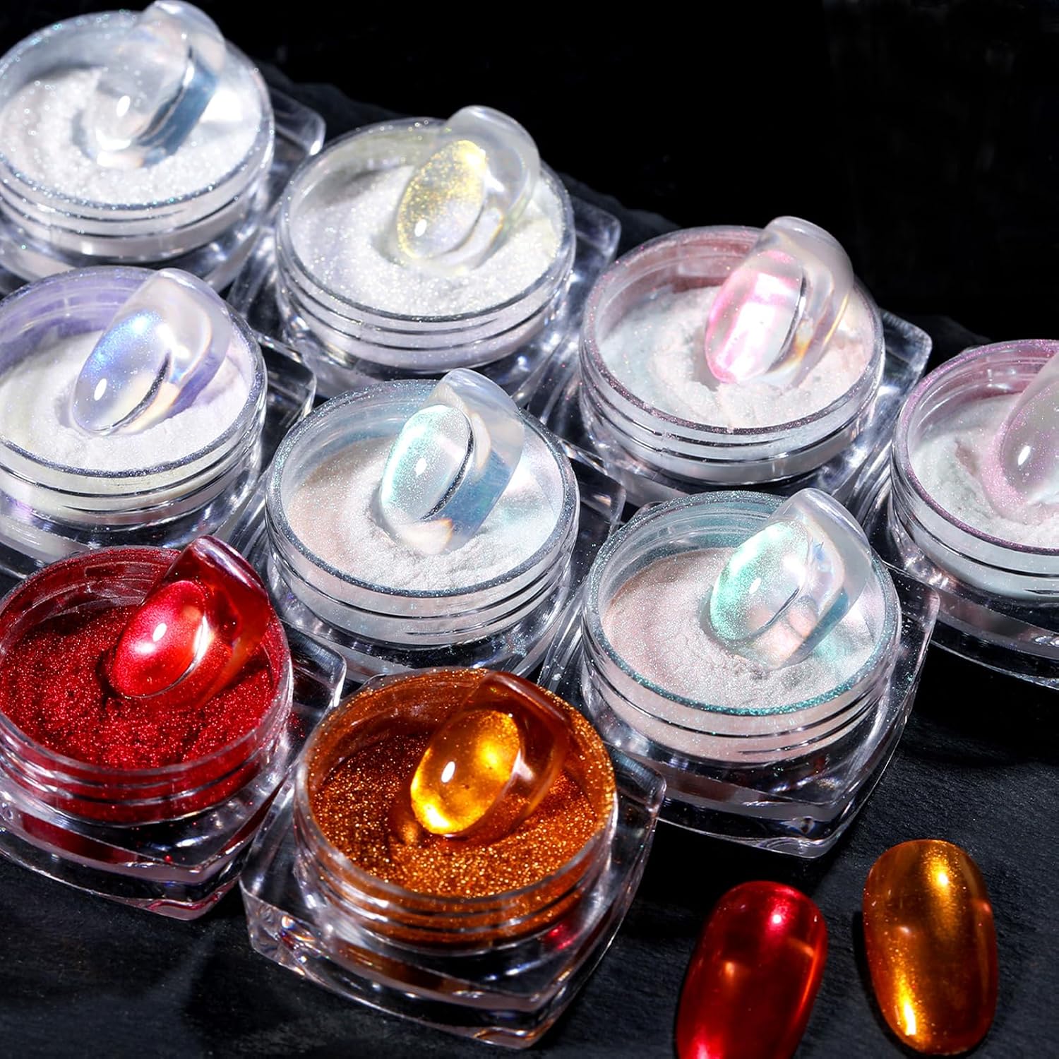 Buy now BORN PRETTY Chrome Powder Metallic Mirror Chameleon Nail Powder Auroras Mermaid Nail Powder Pigment for Nail Art Gel Polish Manicure Nail Art Decorations 9 Jars at indiglob india