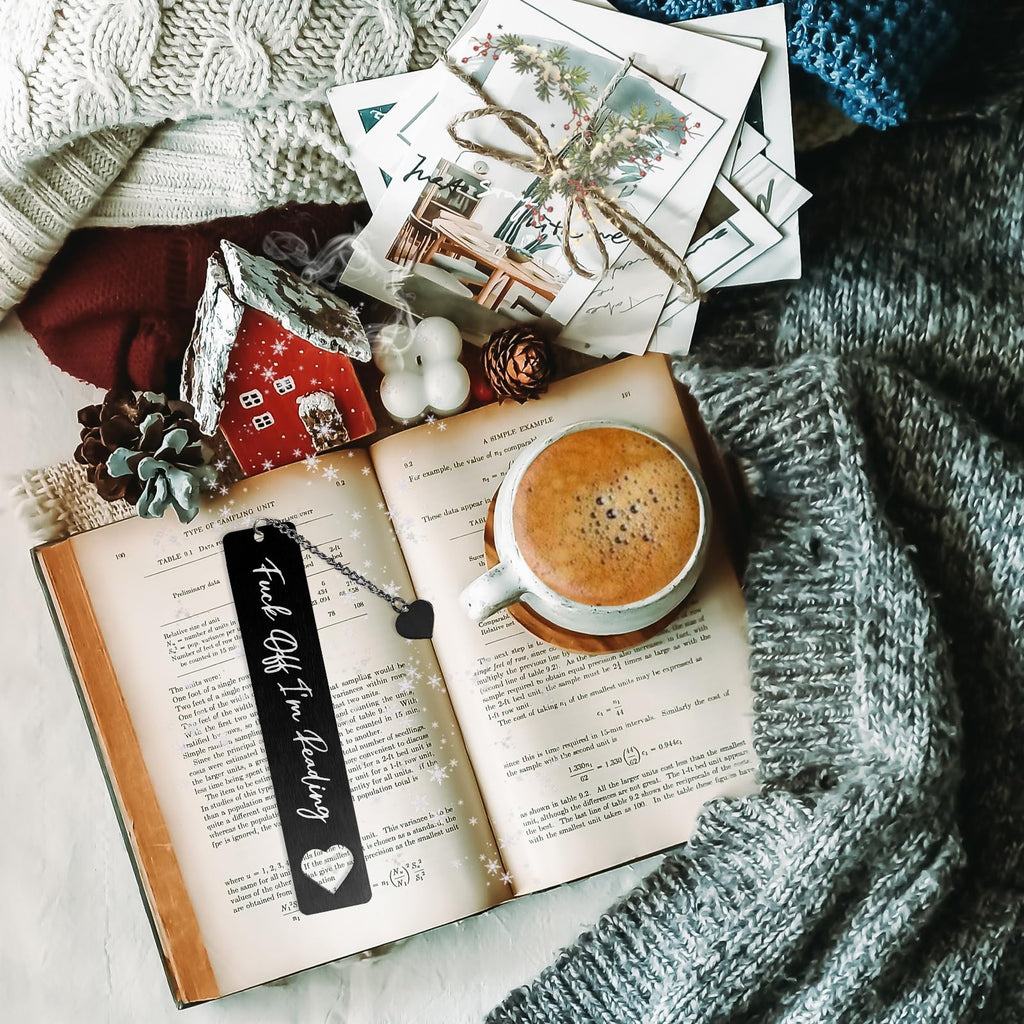 Tyqour Funny Bookmarks Book Lovers Book Markers for Women Reading Book Accessories for Reading Lovers Fun Bookmarks Gifts for Friends Christmas New Year Birthday Graduation(Black)