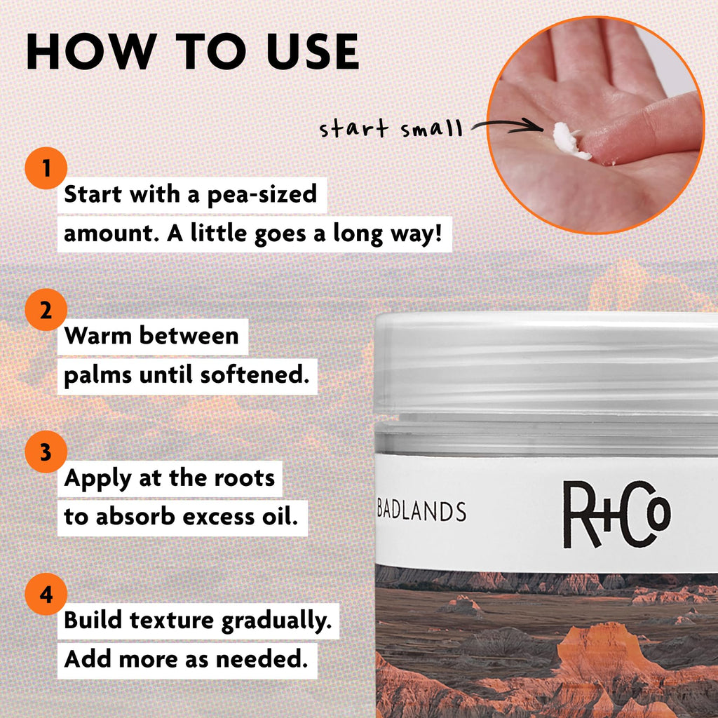 R+Co Badlands Dry Shampoo Paste, Dry Shampoo + Styling Paste | Adds Texture & Absorbs Oil with Matte Finish, Vegan + Cruelty-Free
