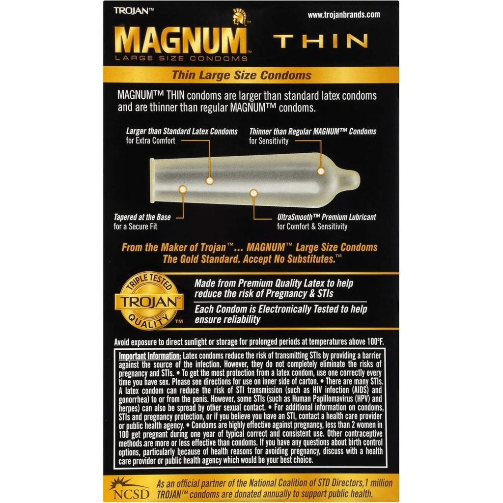 Buy now Trojan Magnum Thin Large Size Lubricated Condoms - 12 Count (Pack of 1) at indiglob india