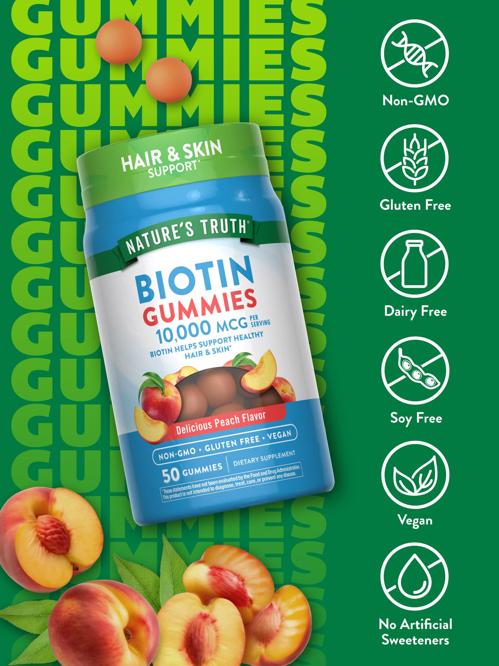 Nature's Truth Biotin Gummies | 10000mcg | 50 Count